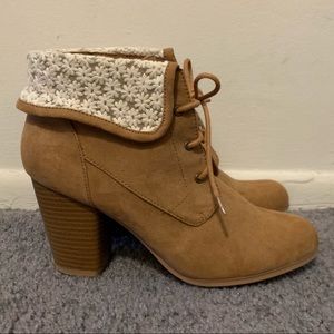 Light Brown and white booties size 9